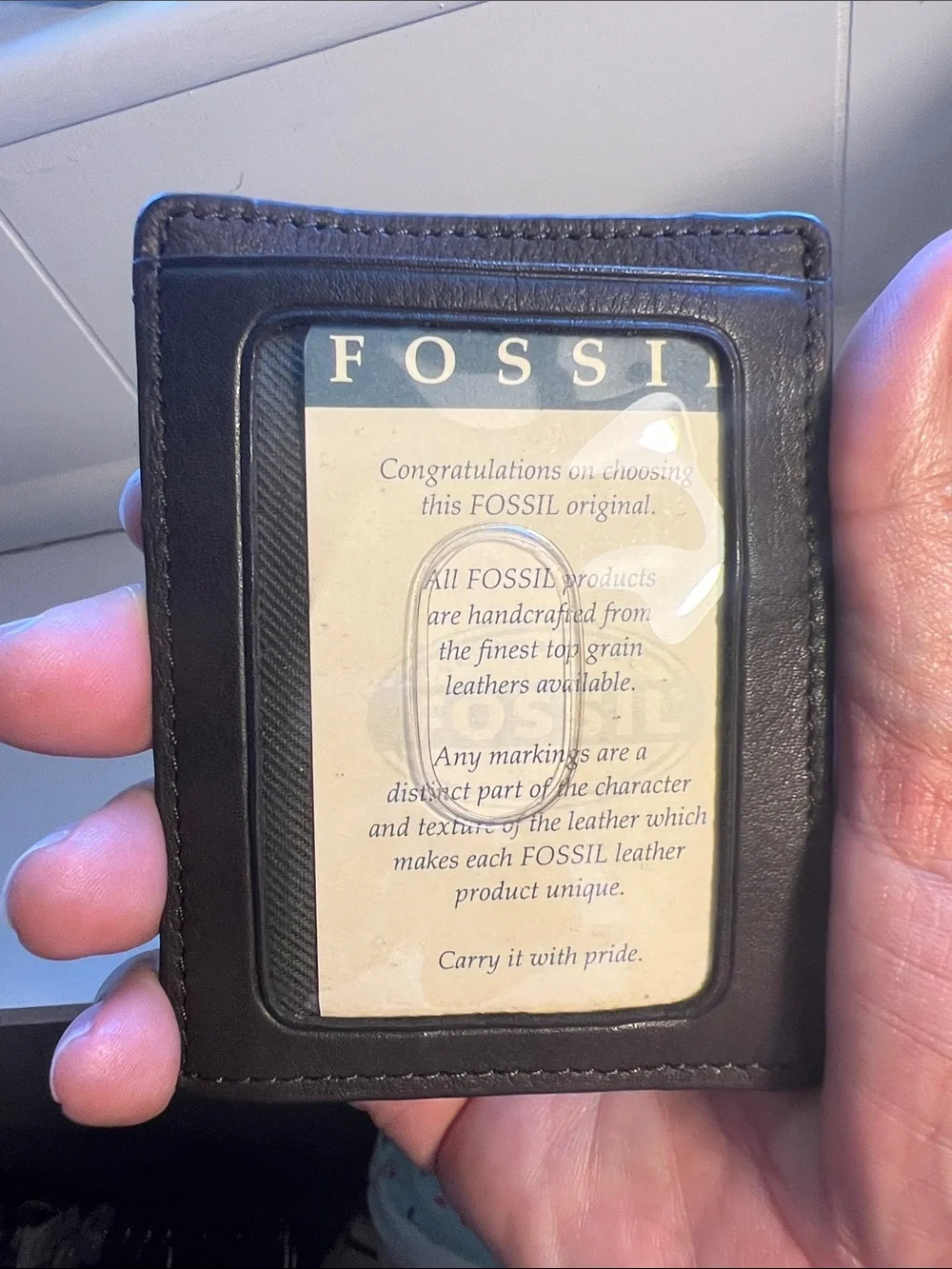 Fossil Black Leather Front Pocket Wallet with Gold Money Clip